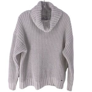 Hollister White Cable Knit Cowl Neck Cozy Classic Closet Staple Sweater  Sz S